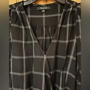 Madewell Viscose Wrap Side Tie Cropped Top in Black & White Windowpane Size XXS‎ thumbnail 7