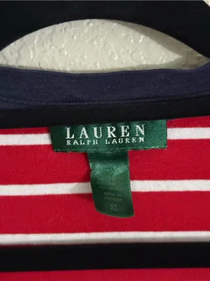 Lauren Ralph Lauren Striped Crest Henley Preppy T Shirt Dress Red Navy Size XL thumbnail 6