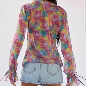 Urban Outfitters size med purple feather quirky abstract open front cardi thumbnail 2