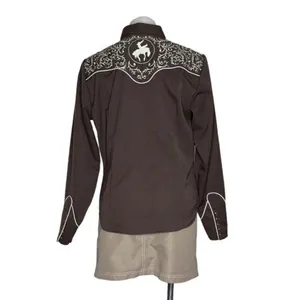 ROPER Brown Bucking Bronc Embroidered Western Snap Shirt Vintage Size Large thumbnail 2