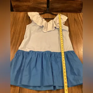 ENGLISH FACTORY colorblock Ruffled sleeveless blue Shift mini Dress size M thumbnail 4