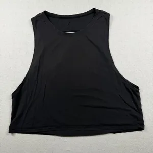 Lululemon Cut Back Crop Tank Women’s Size 10 Large Black Open Back Yoga Tank thumbnail 1