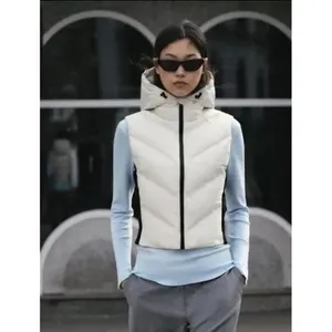 NWOT ZARA | Ecru | FITTED HOODED PUFFER VEST JACKET 8073/047 ZIPEER POCKET SKI thumbnail 4
