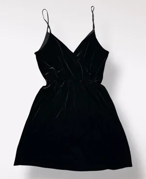Abercrombie &‎ Fitch Black Velvet V-Neck Faux Wrap Mini Dress Size M Classic thumbnail 1