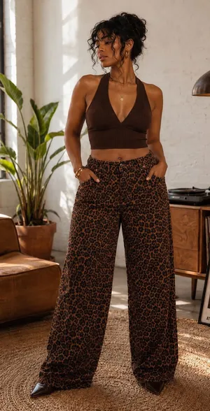Madewell Leopard Print Low Slung Baggy Jeans NWT Size27 Sold Out Statement Jeans thumbnail 1