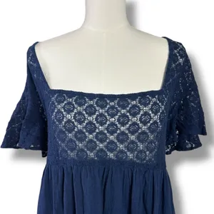 Free People Ethereal Bohemian Bring The Romance Maxi Dress Midnight Blue Small thumbnail 12