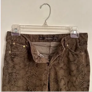 Women’s Zara Brown Black Animal Snake Print Corduroy Pants Jeans Size 2 thumbnail 6