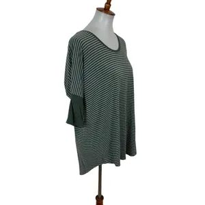 Threads Medium Striped Top Green Gray Relaxed Fit‎ Casual Basic thumbnail 3