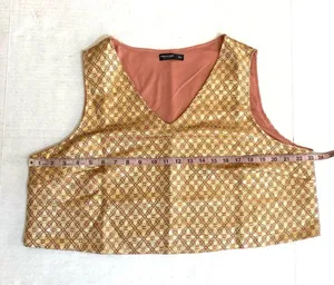 SHEIN Curve two piece metallic gold & pink 2 piece skirt & top set Sz 2X thumbnail 12
