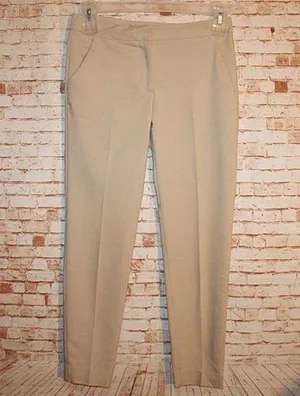Zara Basic Khaki Slim Fit Trouser Ankle Pant XS thumbnail 1