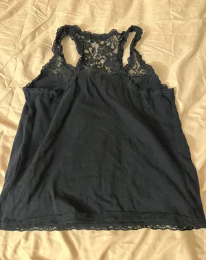 blue lace frilly top thumbnail 2