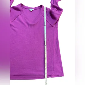 Wildfox Magenta Pink Waffle‎ Knit V-Neck Long Sleeve Top Cozy Casual Sz L thumbnail 6