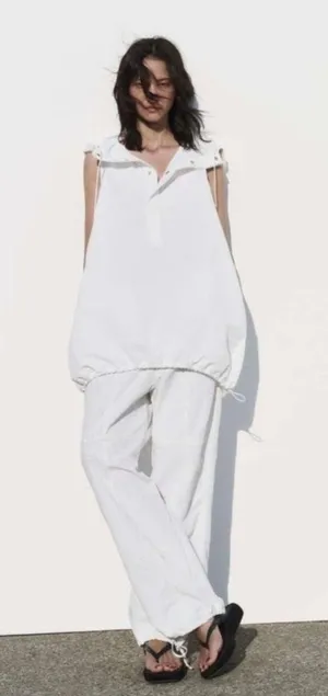NWT! Zara White Nylon Balloon Hooded Dress thumbnail 1