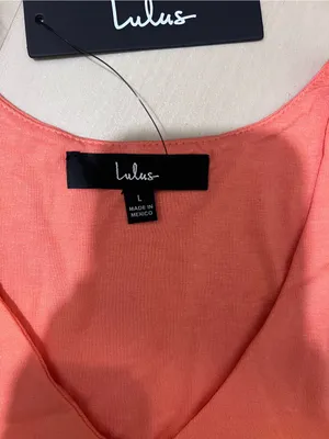 Lulus NWT Women Large Basics Feel Like Dancing Coral Orange Crop Casual Lounge thumbnail 5