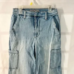 Joe’s Jeans Light Blue Relaxed High Waist Wide Leg Cargo Nolan Jeans Size 26 thumbnail 4