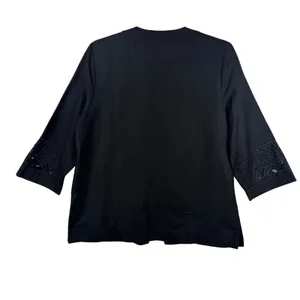 Bob Mackie Wearable Art Jacket Open Front‎ Geometric Cutout Black Small Linen thumbnail 3