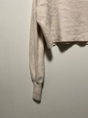 REFORMATION Luisa Cashmere Tan Ribbed Turtleneck Cropped Sweater, Size S thumbnail 8