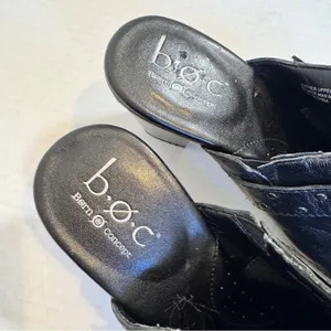BOC Black Patent Leather Clog Mule Womens 9 Fall Casual Heels Boho Slip On thumbnail 3