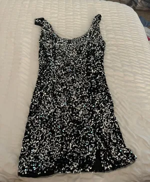 Mable Sequin Mini Dress Black thumbnail 1