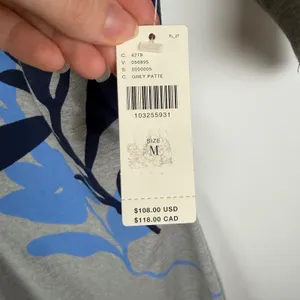 NWT Daily Practice Anthropologie 74 Mini Shirt Dress‎ Medium Grey Ruched Graphic thumbnail 9