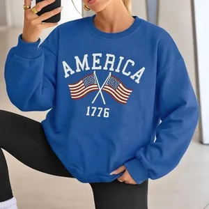 American Sweatshirt Women USA Oversized Shirt Patriotic TShirt Casual Long Sleeve Pullover 4th of July Tee Tops thumbnail 5