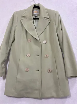 Talbots Sage Green Wool Cashmere Blend Double Breasted Pea Coat Size 4 Italian thumbnail 1