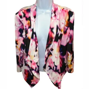 Askari Pink Purple Black‎ Abstract Print Jacket Cardigan Large Lined Drape thumbnail 2