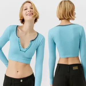 Urban Outfitters Out From Under Go For Gold‎ Baby Blue Seamless Long Sleeve Top thumbnail 2