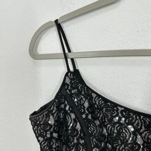 Jessica McClintock Gunne Sax Black Lace Sequin‎ Corset Top Strappy Evening Glam thumbnail 6
