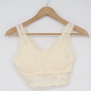 Altar'd State Intimates Cream Floral Lace Bralette V-Neck Crop Top S/M thumbnail 2