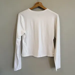 Quince Organic Cotton Long Sleeve White Crop T Shirt Size L Crewneck Minimalist thumbnail 2