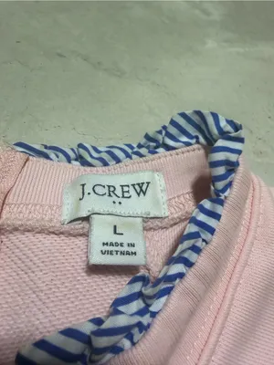 J. Crew Pink Crewneck Sweatshirt with Blue Trim large thumbnail 4