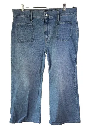 J Crew Wide‎ Leg Crop Jeans Women's Size 33 (Actual 36X23) Casual thumbnail 1