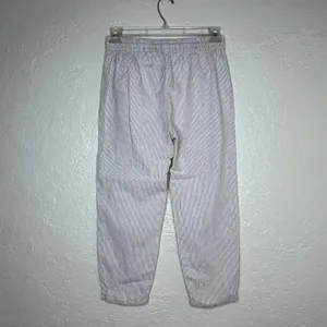 J.Crew Striped Linen-Cotton Blend Drawstring Pants Beige White AY192 Womens 6 thumbnail 3
