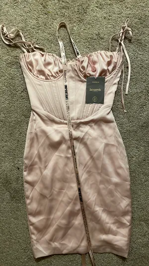 House Of CB Alma Midi Pink Corset Dress thumbnail 7