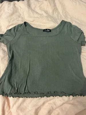 Green Ribbed Baby Tee thumbnail 1