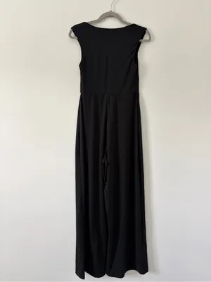 Halara Black Square Neckline Sleeveless Wide Leg Business Casual Jumpsuit S thumbnail 4