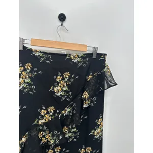 Luna Skies Y2k Floral Midi Skirt Women‎ Sz XL Black Feminine Dark Fairy Coquette thumbnail 4