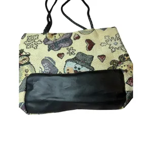 Vintage Blair Snowman Tapestry Tote Bag Winter Christmas‎ Woven Shoulder Purse thumbnail 6