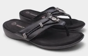 Minnetonka Silverthorne 360 Womens 9 Black Leather Concho Sandals thumbnail 1