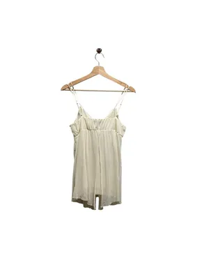 Express Mesh Y2K Babydoll Rhinestone Top Cream Size L Rave Festival Summer Retro thumbnail 12
