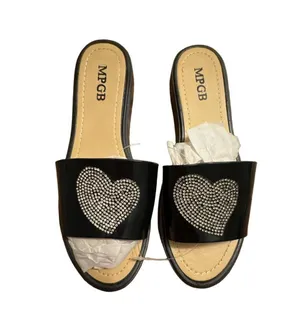 MPGB Black Slide Sandal with Rhinestone Heart Size 10 thumbnail 2