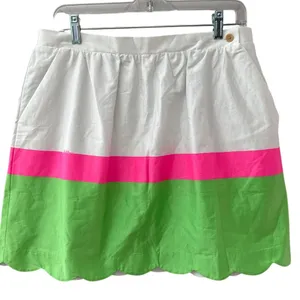 Lilly Pulitzer Colorblock Stripe Mimosa Skirt Scallop Hem Pockets Size‎ Large thumbnail 8