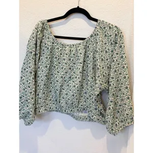 Marine Layer Tiana Double Cloth Cropped Floral Keyhole Tie Blouse XL thumbnail 5