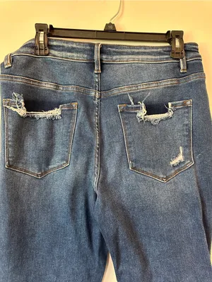 Vervet Flying Monkey Women's Dark Blue Distressed Boyfriend Jeans thumbnail 4