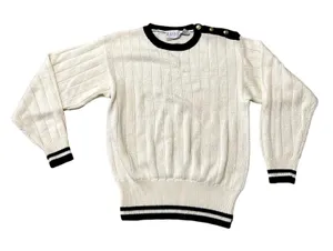 Russ Vintage Crewneck Sweater Womens Size Small Cream Navy Nautical thumbnail 1