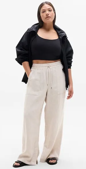 Athleta Retreat Linen High Rise Wide Leg Pants Undyed Natural Flax - Size XL thumbnail 1