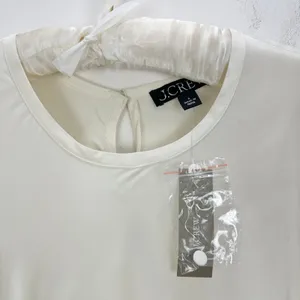J.Crew Drapey Tee Shirt Top Blouse Viscose Ivory Classic Neutral Small NWT thumbnail 4