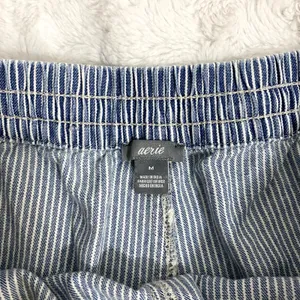 Aerie Blue Striped Chambray Pull-on Raw Hems Summer Beach Boho Shorts M thumbnail 3