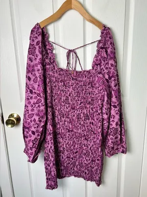 Free People Smock It To Me Mini Dress L Azalea Combo thumbnail 2
